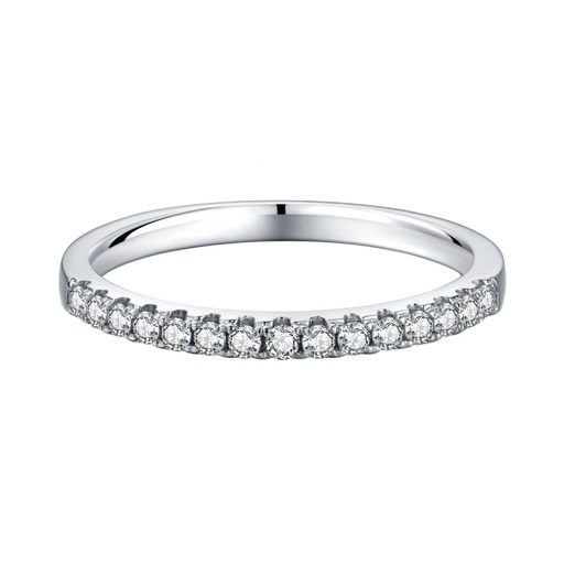 Half Eternity Round Cut Cubic Zirconia In 925 Sterling Silver Ring For Engagement