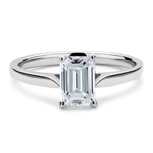  White Gold 14K White Clean Emerald Cut 