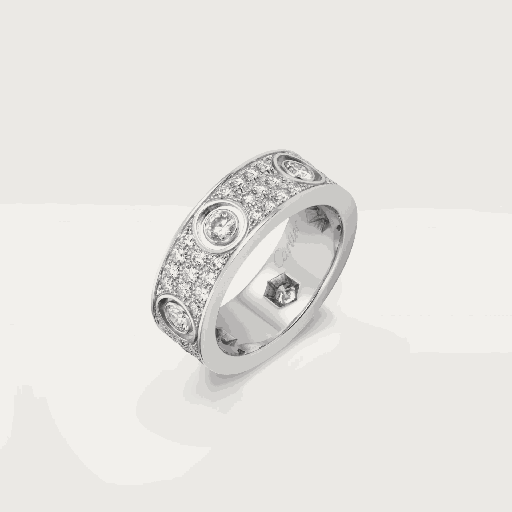 925 Sterling Silver Round  Diamonds LOVE Unisex Ring, Fully Iced Gold Plated Men LOVE Pinky Ring, Round Diamonds Hip Hop Ring For Him