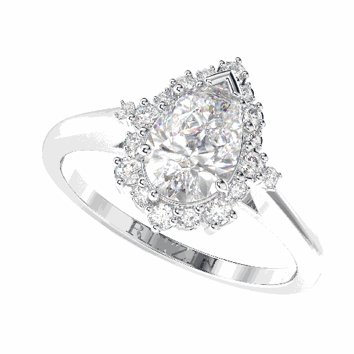 Pear Shape Diamond Halo Style Engagement Ring for Women
