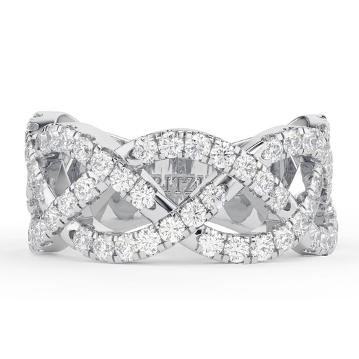 Crossover Designer Wedding Band, Art Deco Round Brilliant Cut  Anniversary Band, 3/4 Eternity Matching Twisted Band, Handmade Ring