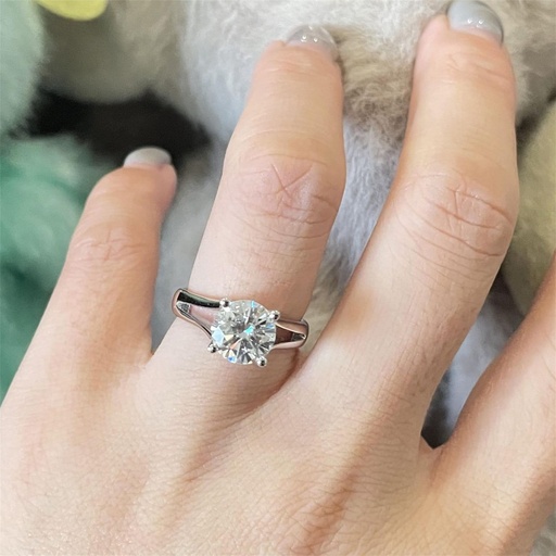 Lab Grown Diamond Split Shank Engagement Ring,  Round Cut Ring Engagement Ring                               for Women, Anniversary Ring