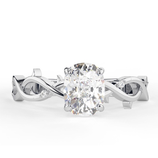  2.00CT Elongated Cushion Cut Colorless Engagement Ring, Twisted Band, Wedding Ring, Anniversary Gift, Handmade Ring for Women, Claw Prongs