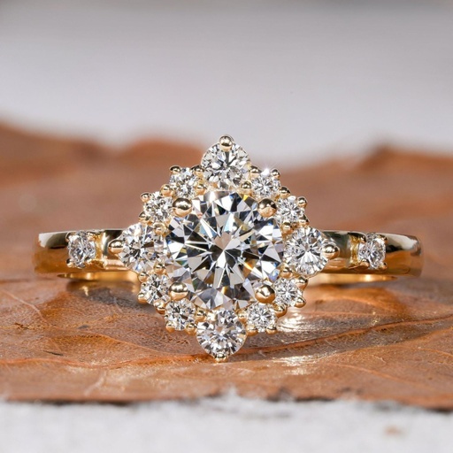 Round Diamond Solitaire Ring Round Brilliant Cut  Cluster Halo Diamond Ring ,Wedding Ring For Her, Anniversary Gift Ring