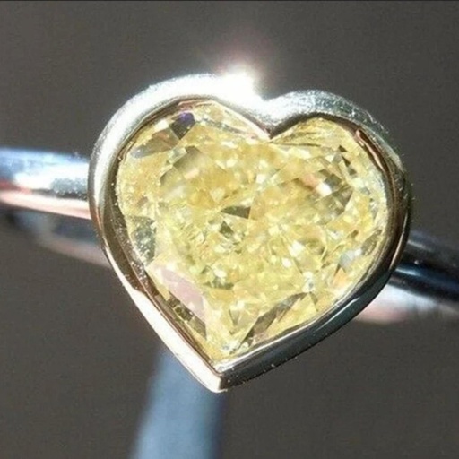 Diamond Engagement Ring / Yellow Heart Lab Diamond Solitaire-Ring/ Wedding Bridal Ring/Valentine's Day Gift Ring/ Bezel Set Solitaire-Ring