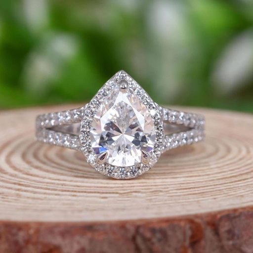 Genuine Moissanite Split Shank Engagement Ring, 1.50 CT Pear Shape Wedding Ring, Custom Order, Gift for Her, Anniversary Gift