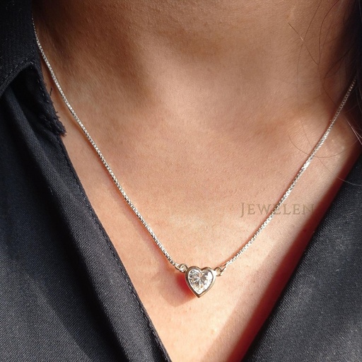 Heart Shape Moissanite Pendant, 1.10 CT Heart Colorless Moissanite Pendant, Bezel Set Pendant, Wedding Pendant for Women, Gift for Her