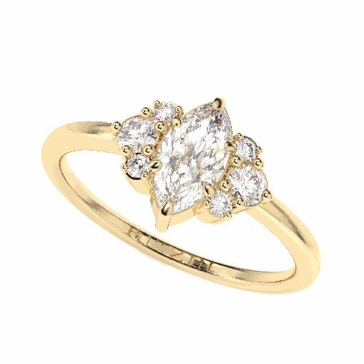 Minimalist Marquise Diamond Vintage Engagement Ring, Lab Grown Diamond Wedding Ring for Women, Solid Gold Unique Anniversary Gift for Her