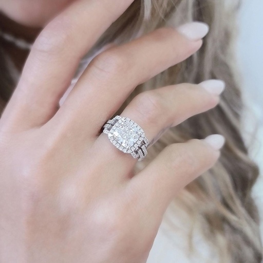 Cushion Cut Diamond Engagement Ring for Women, Halo Engagement Diamond Ring, Cushion Cut Lab Grown Diamond, Cushion Diamond Ring