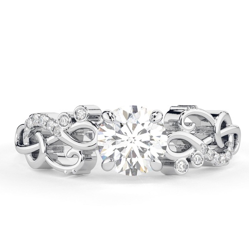 Music Lover  -Round Diamond Engagement Ring - Beautiful Petra rings - 14k 18k Platinum - BP047 - Patent Pending