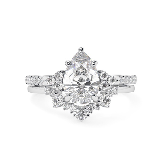 Pear Cut Moissanite Engagement Ring Set Unique Rose Gold Engagement Ring Vintage Curved Diamond Wedding Bridal Anniversary Gift For Women