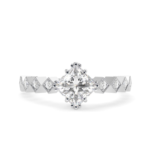 Vintage princess cut moissanite engagement ring Rose gold milgrain ring Natural diamond ring Art deco anniversary ring unique Promise ring