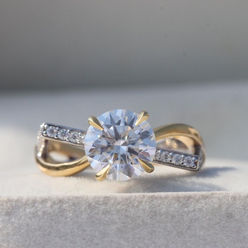  Round Cut  Diamond Unique Shank Engagement Ring,  Unique  Diamond Wedding Proposal Ring