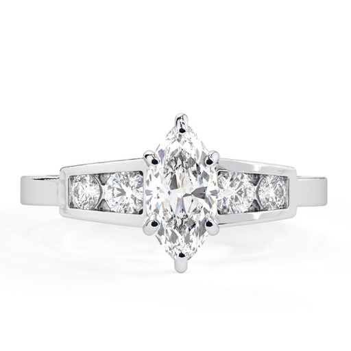 Marquise  Marquise Cut Lab Grown Diamond Unique Pave Engagement Ring, Art Deco Made In 14k Solid White Gold Cathedral Shank Ring For Women