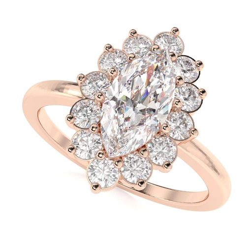  1.00CT Bridal Ring Marquise Halo style 14K White Gold Lab Grown Diamond Engagement Ring - Yali model