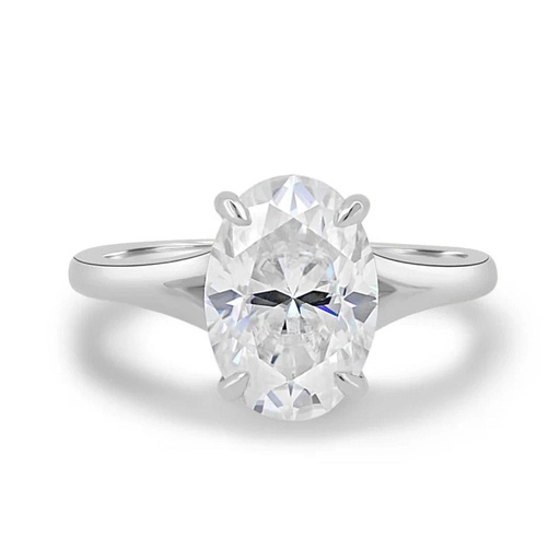2 CT Oval Cut Moissanite Engagement Ring/14k Solid White Gold Ring/Oval Solitaire Ring/Wedding Proposal Ring/Split Band/Anniversary Gifts