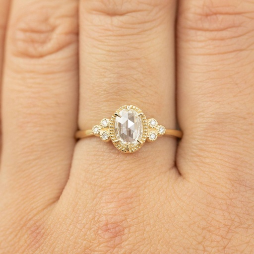 Oval diamond engagement ring, solid 14k gold, art deco inspired unique engagement ring, large oval diamond engagement ring