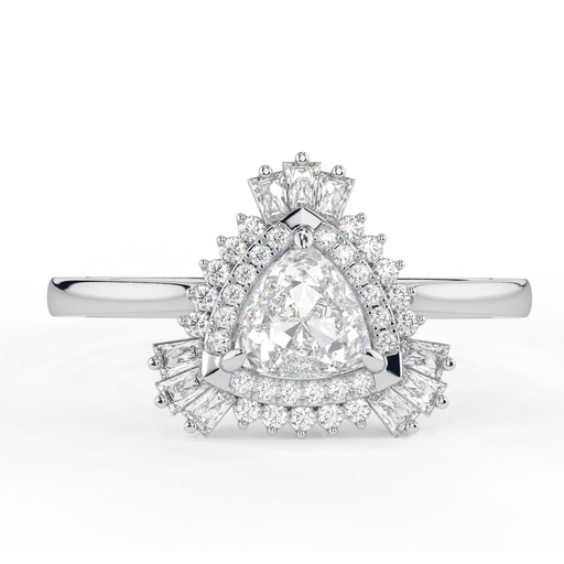 Starburst Ring, Trillion Cut Halo Moissanite Engagement Ring, Double Halo Ring, 14K Solid Gold Ring, Lab Diamond Ring, Handmade Jewelry