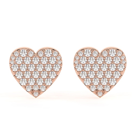 Round Cut Diamond Heart Shape Stud Earrings For Women