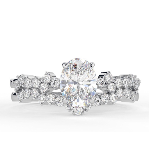 1.50CT Oval Cut Diamond Heavy Solitaire With Accents Bridal Set Ring for Women