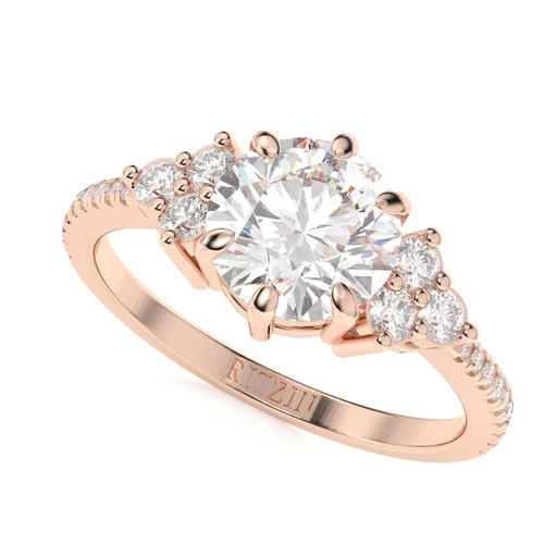 Round Diamond engagement ring vintage unique Cluster rose gold engagement ring women round diamond wedding Bridal art deco Anniversary