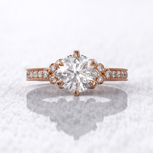 unique engagement ring moissanite Round cut 6 Prong small diamond