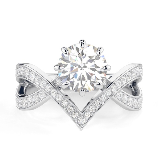 Round Cut Diamond Twisted Anniversary Ring for Women