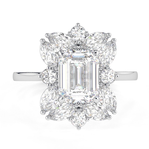 Emerald Cut Diamond Halo Style Unique Anniversary Ring for Women