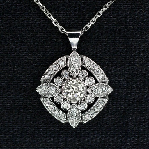 Round Cut Diamond Unique Style Pendant For Women