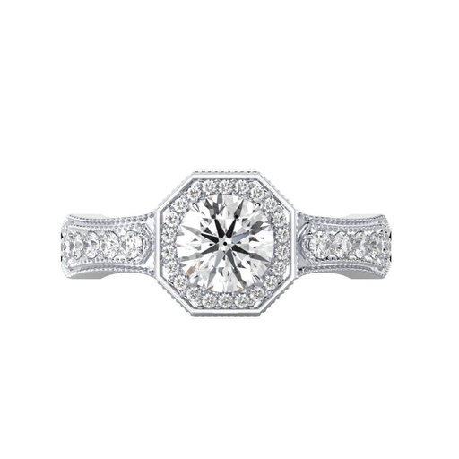 Round Cut Diamond Halo With Accents Engagement Ring for Women