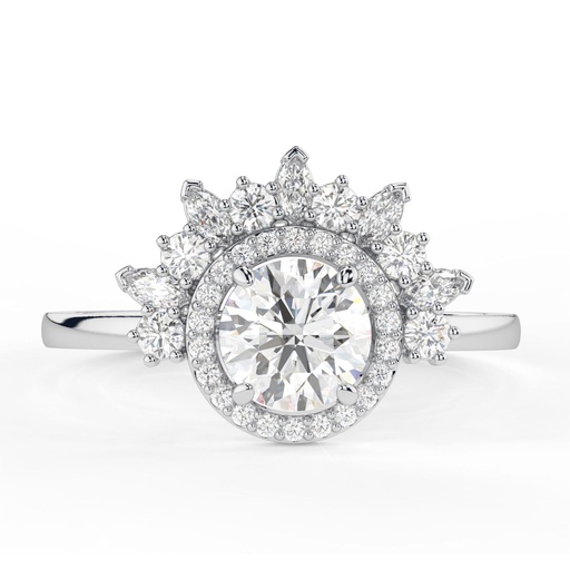 Round Cut Diamond Halo Unique Style Anniversary Ring for Women