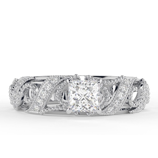 Princess Cut Diamond Heavy Vintage Unique Style Engagement Ring for Women