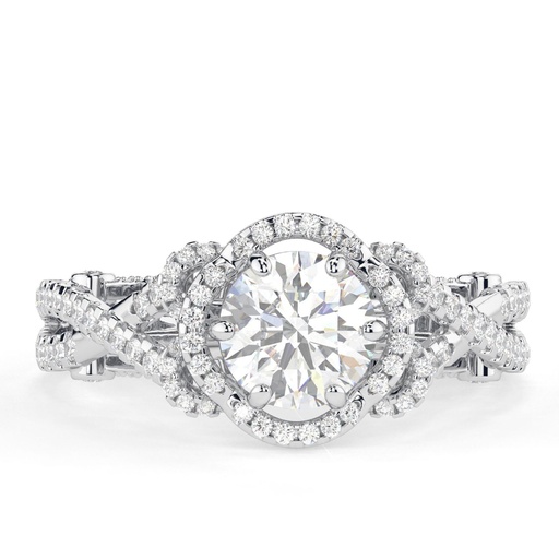 Round Cut Halo Twisted Heavy Anniversary Ring For Women