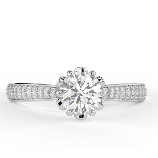 Round Cut Diamond Unique Solitaire With Accents Engagement Ring for Women