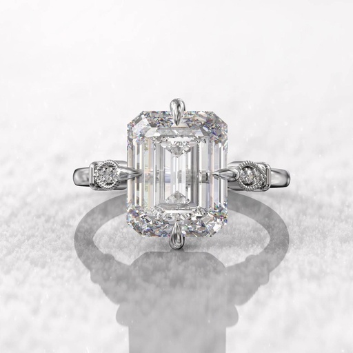  Emerald Cut Moissanite Engagement Ring 14K White Gold Anniversary Ring Wedding Ring Solitaire Ring Promise Ring For Woman Gift For Her
