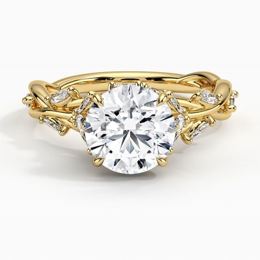 Round Cut Yellow Gold Fancy Engagement Ring for Women