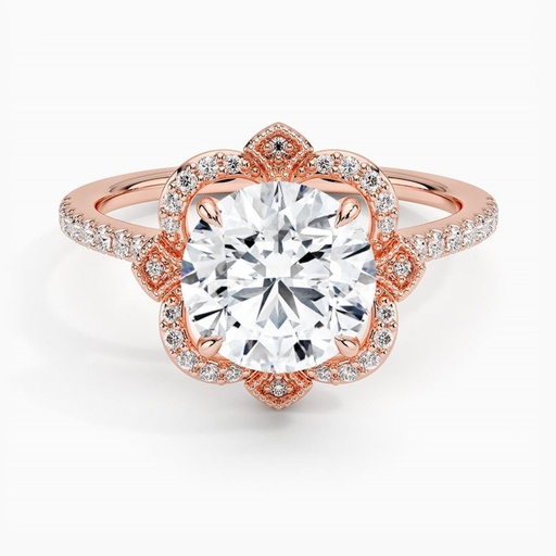 Halo Engagement Ring Round Cut Wedding Ring