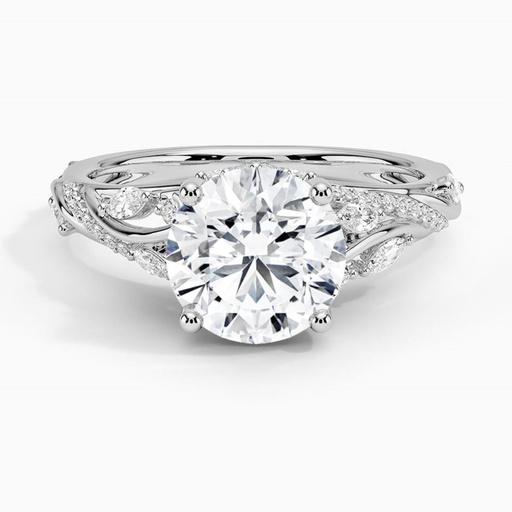 Round Cut Fancy Engagement Ring For Women, Gift Ring, White Gold Jewelry