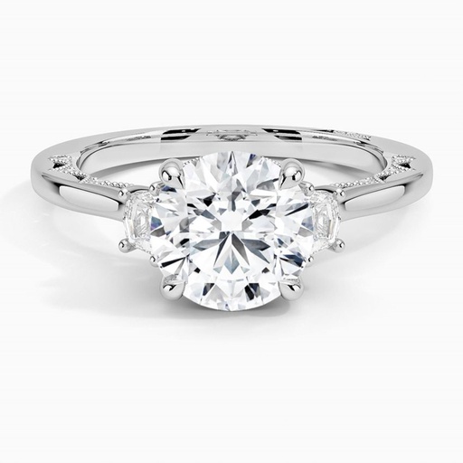 Round Cut Three Stone Engagement Ring for Women, White Gold Wedding Ring, Prong Setting Ring, Gift Ring, Vintage Ring