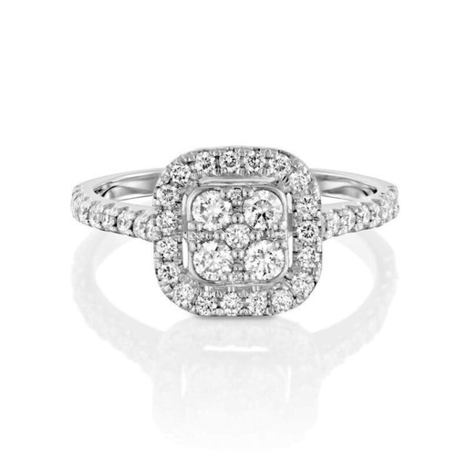 Multi Round Cut Lab Created Grown Diamond Halo Engagement Ring, Classic Round Brilliant Lab Created Diamond Cluster Bridal Ring