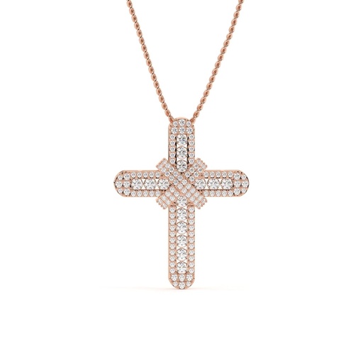 Round Cut Diamond Cross Heavy Pendant For Women