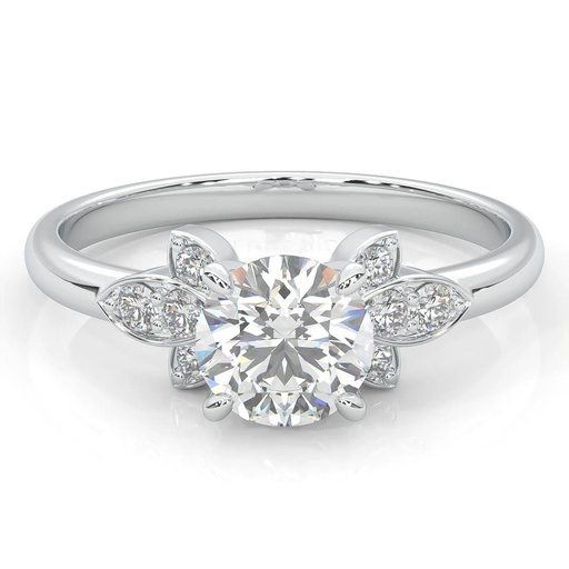 Round Cut Fancy Engagement Ring, Prong Setting Wedding Ring for Women