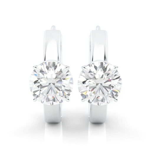 Round Cut Diamond Huggie Hoop Earrings for Women