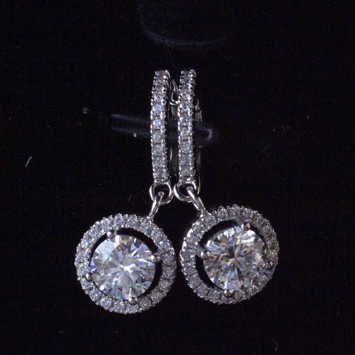 Round Cut Diamond Halo Drop/Dangle Earrings for Women