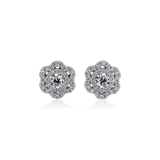 Round Cut Diamond Floral Stud Earrings for Women