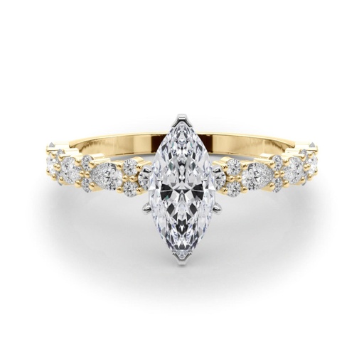 Marquise And Pear Cut Diamond Solitaire With Accent Style Engagement Ring For Women