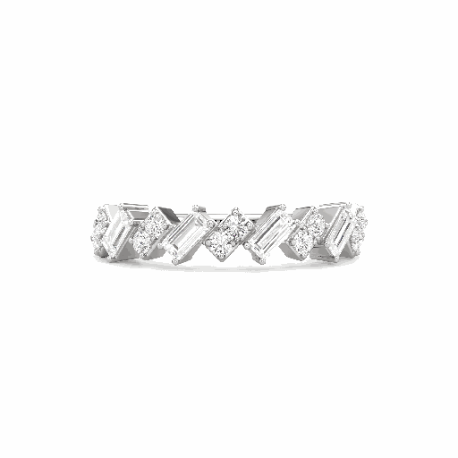 Round And Baguette Cut Diamond Half Eternity Engagement Ring For Women