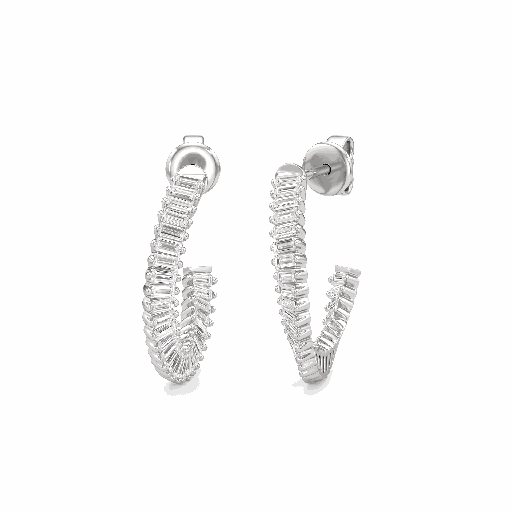 Baguette Cut Diamond Hoop Earring For Women