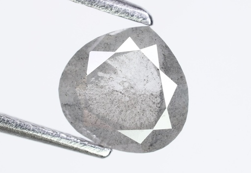 1.70 Ct, 7.6 X 7.8 X 3.4 MM, Natural Rustic Diamond Fancy Gray Salt And Pepper Heart Pear Shape Faceted Diamond For Mine Diamond Ring,DG4751