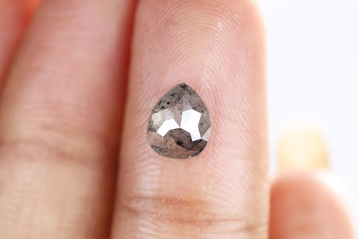 1.26 Ct, 7.5 X 6.1 X 3.4 MM, Natural Rustic Diamond Gray Salt And Pepper Pear Shape Diamond, Mine Cut Diamond, Real Crystal Ring, DG7551